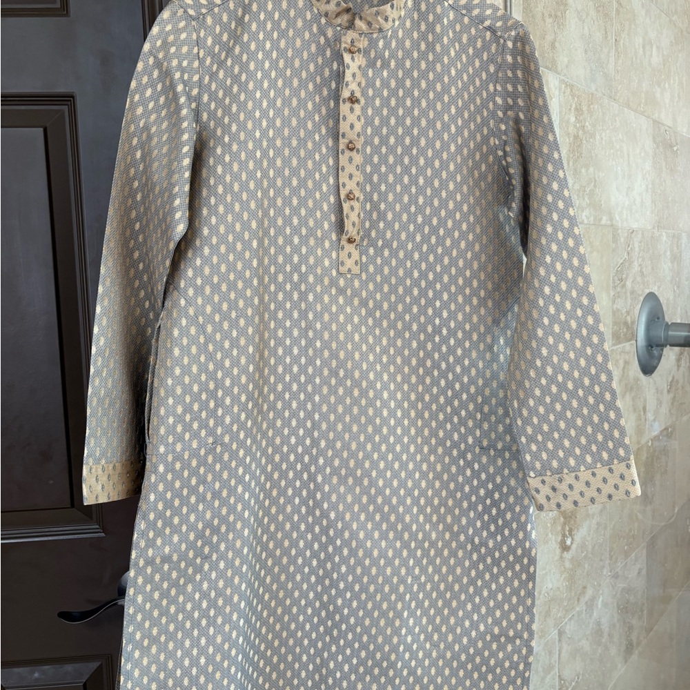 Elegant Cream and Gray Men's Kurta